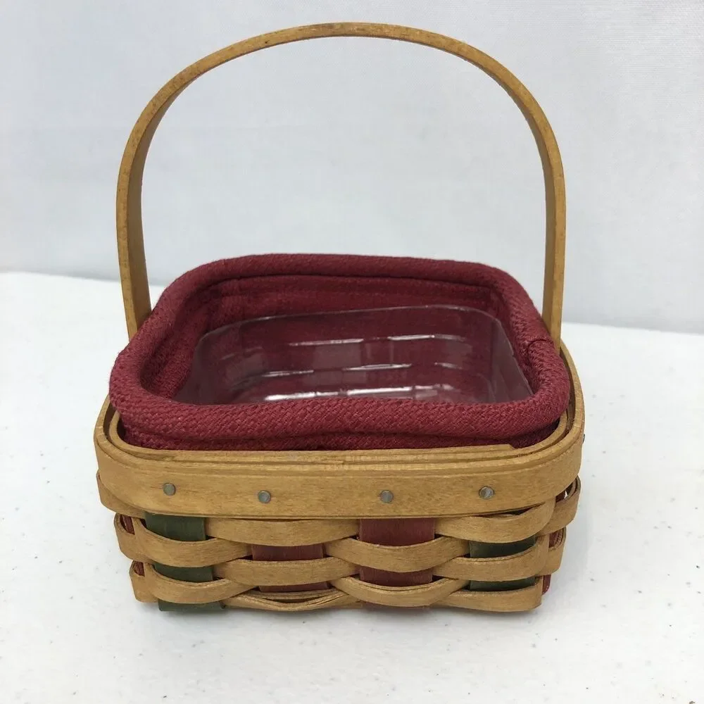 Longaberger 2003 Holiday Helper Basket w/Handle, Protector, Fabric Liner Vintage